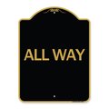 Amistad 18 x 24 in. Designer Series Sign - All Way, Black & Gold AM2180657